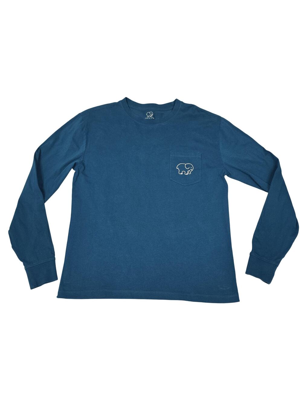 ivory Ella Shirt Womens Medium Blue Long Sleeve Pocket Paisley Elephant Graphic
